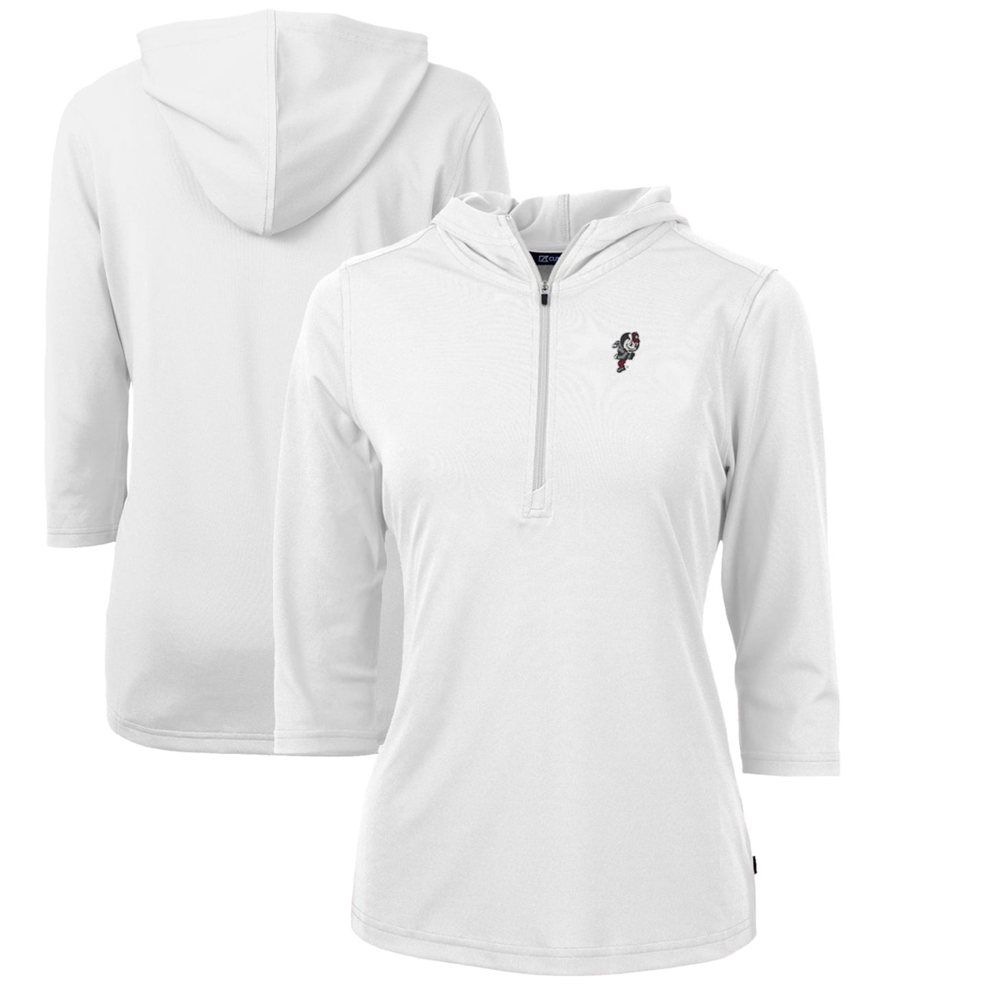 Women's Cutter & Buck White Ohio State Buckeyes Vault Virtue Eco Pique Recycled Half-Zip Pullover Hoodie