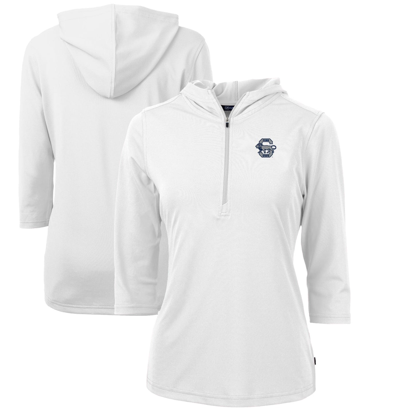Women's Cutter & Buck White Penn State Nittany Lions Vault Virtue Eco Pique Recycled Half-Zip Pullover Hoodie