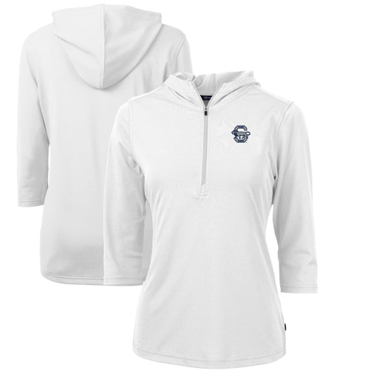 Women's Cutter & Buck White Penn State Nittany Lions Vault Virtue Eco Pique Recycled Half-Zip Pullover Hoodie