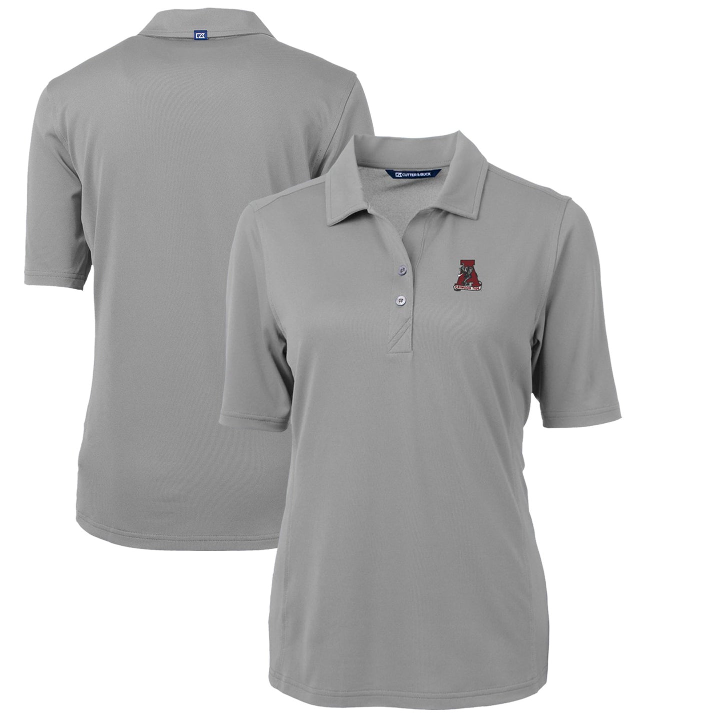 Women's Cutter & Buck Gray Alabama Crimson Tide Team Virtue Eco Pique Recycled Polo