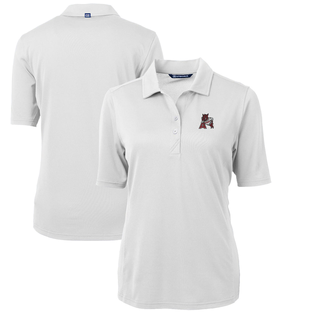 Women's Cutter & Buck White Arkansas Razorbacks Team Virtue Eco Pique Recycled Polo