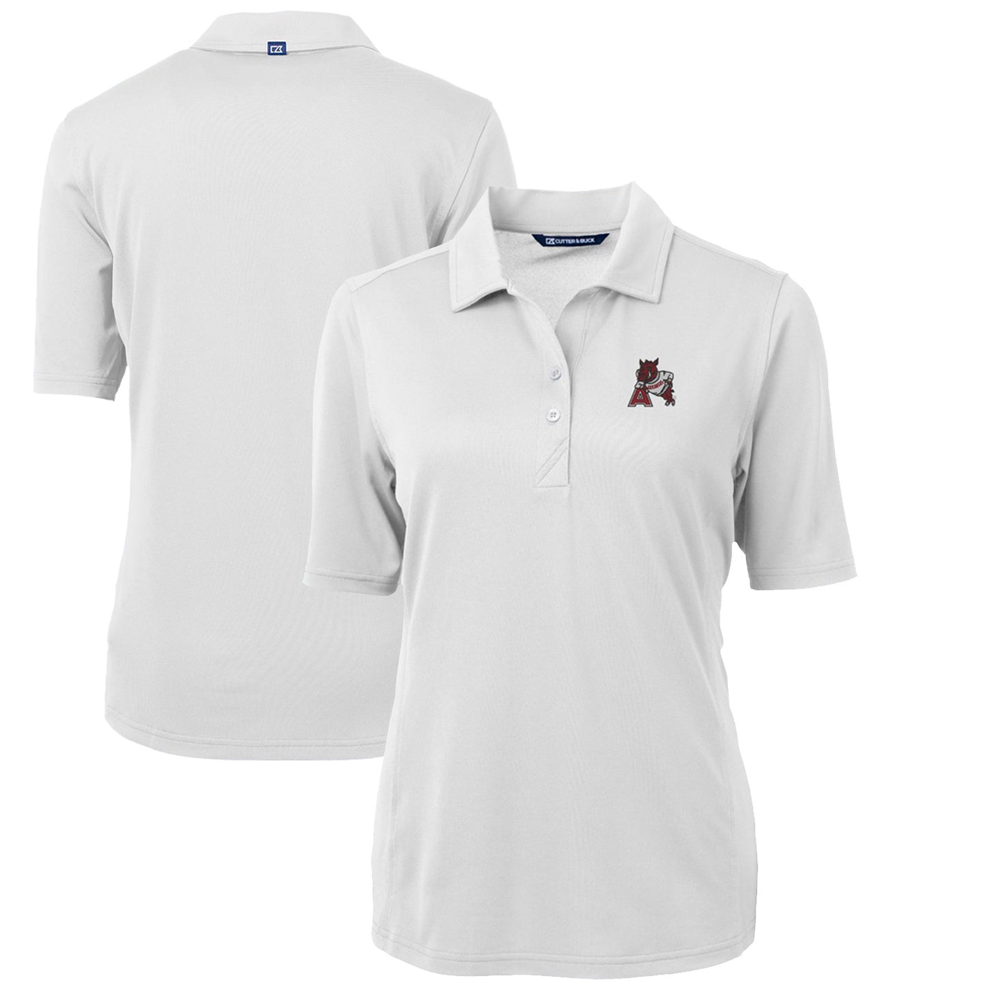 Women's Cutter & Buck White Arkansas Razorbacks Team Virtue Eco Pique Recycled Polo