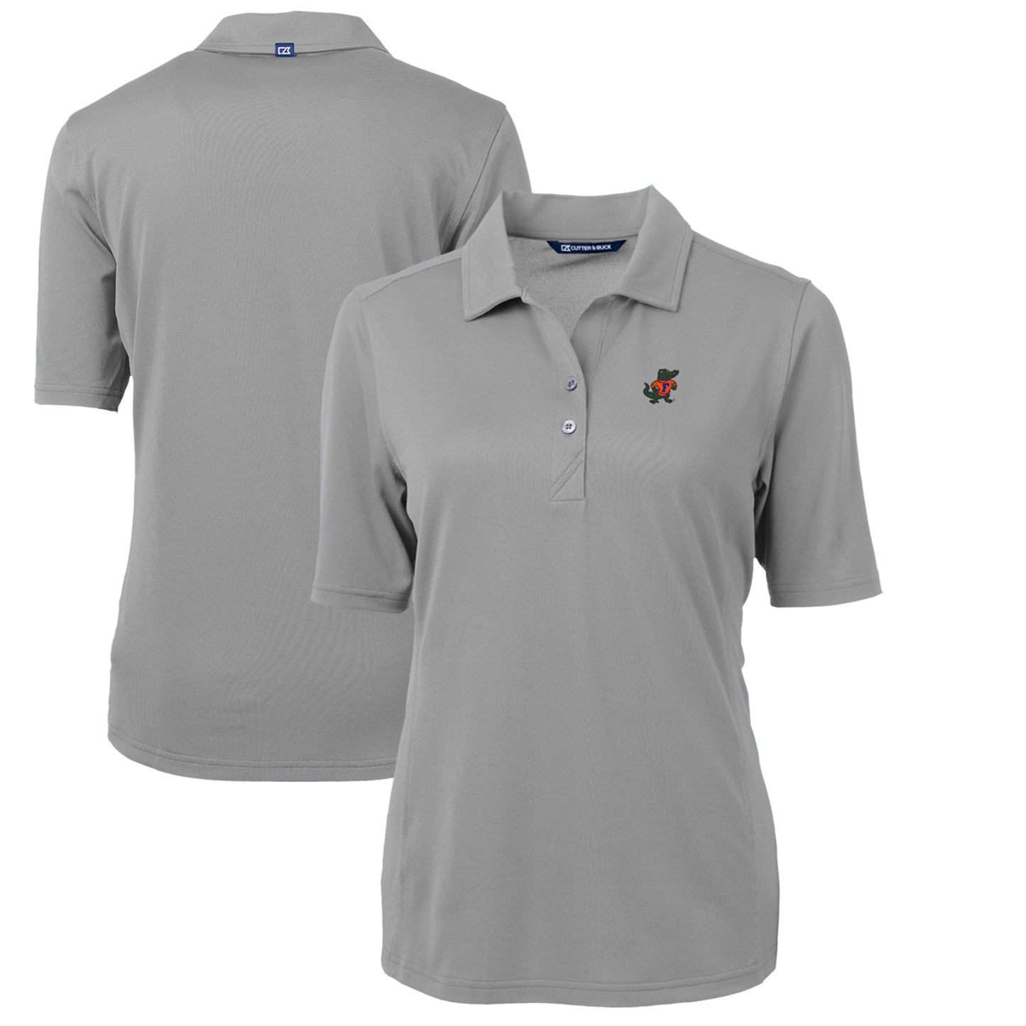 Women's Cutter & Buck Gray Florida Gators Team Virtue Eco Pique Recycled Polo