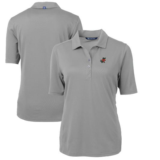 Women's Cutter & Buck Gray Florida Gators Team Virtue Eco Pique Recycled Polo