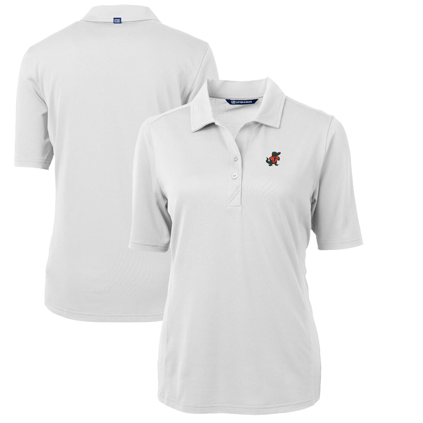 Women's Cutter & Buck White Florida Gators Team Virtue Eco Pique Recycled Polo