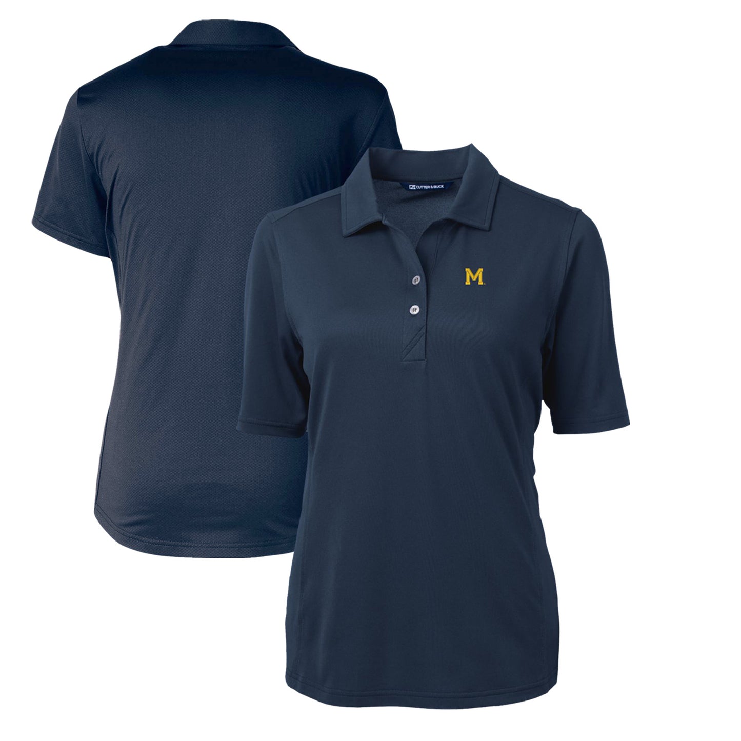 Women's Cutter & Buck Navy Michigan Wolverines Team Virtue Eco Pique Recycled Polo