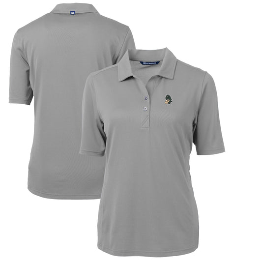 Women's Cutter & Buck Gray Michigan State Spartans Team Virtue Eco Pique Recycled Polo