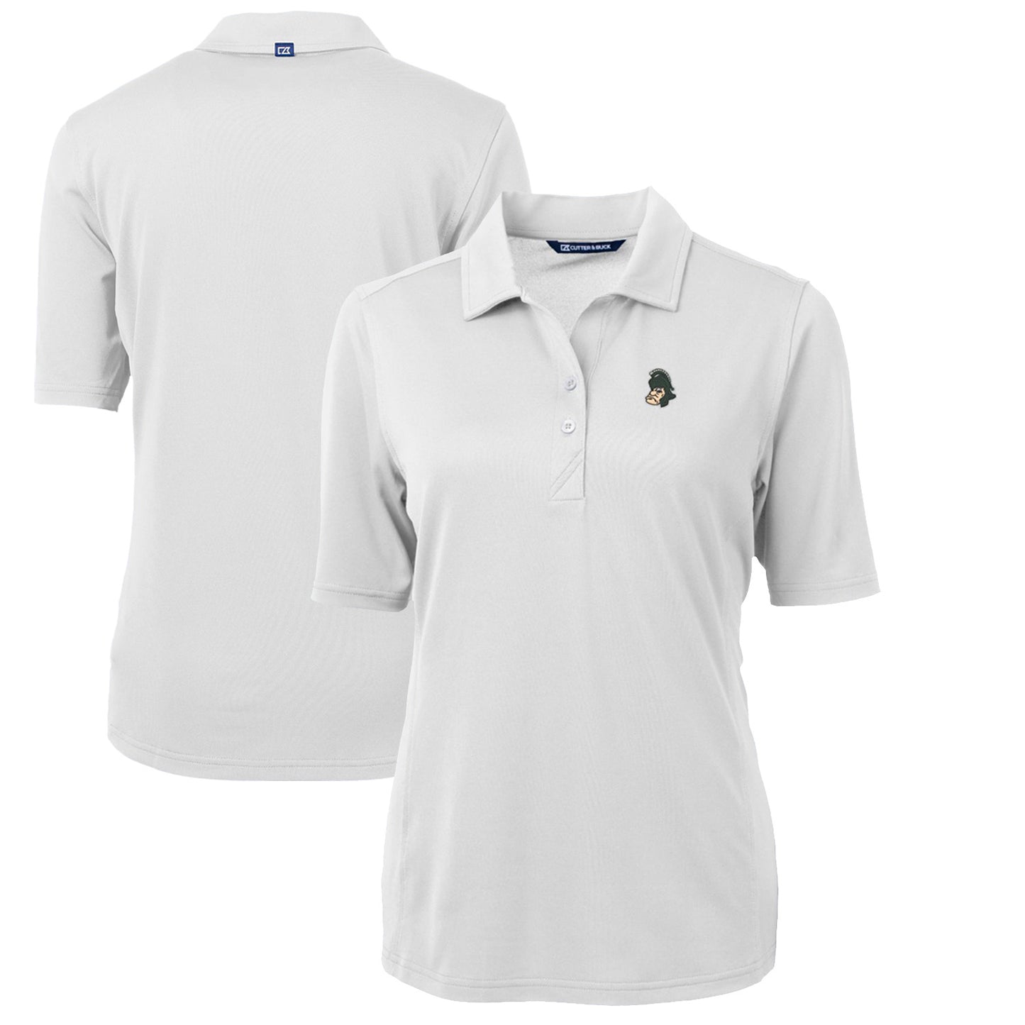 Women's Cutter & Buck White Michigan State Spartans Team Virtue Eco Pique Recycled Polo