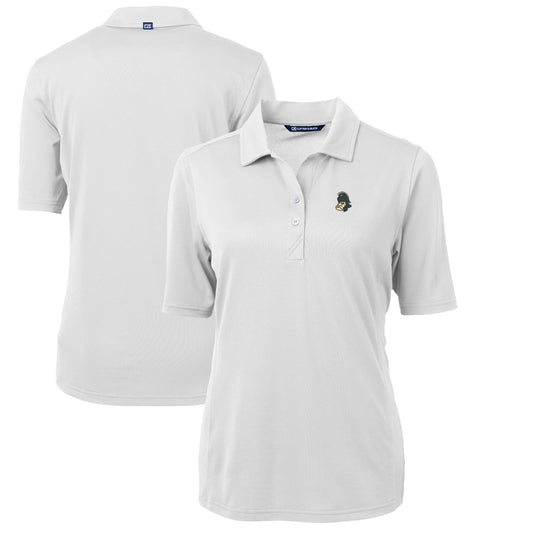 Women's Cutter & Buck White Michigan State Spartans Team Virtue Eco Pique Recycled Polo