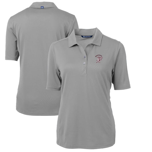 Women's Cutter & Buck Gray Mississippi State Bulldogs Team Virtue Eco Pique Recycled Polo