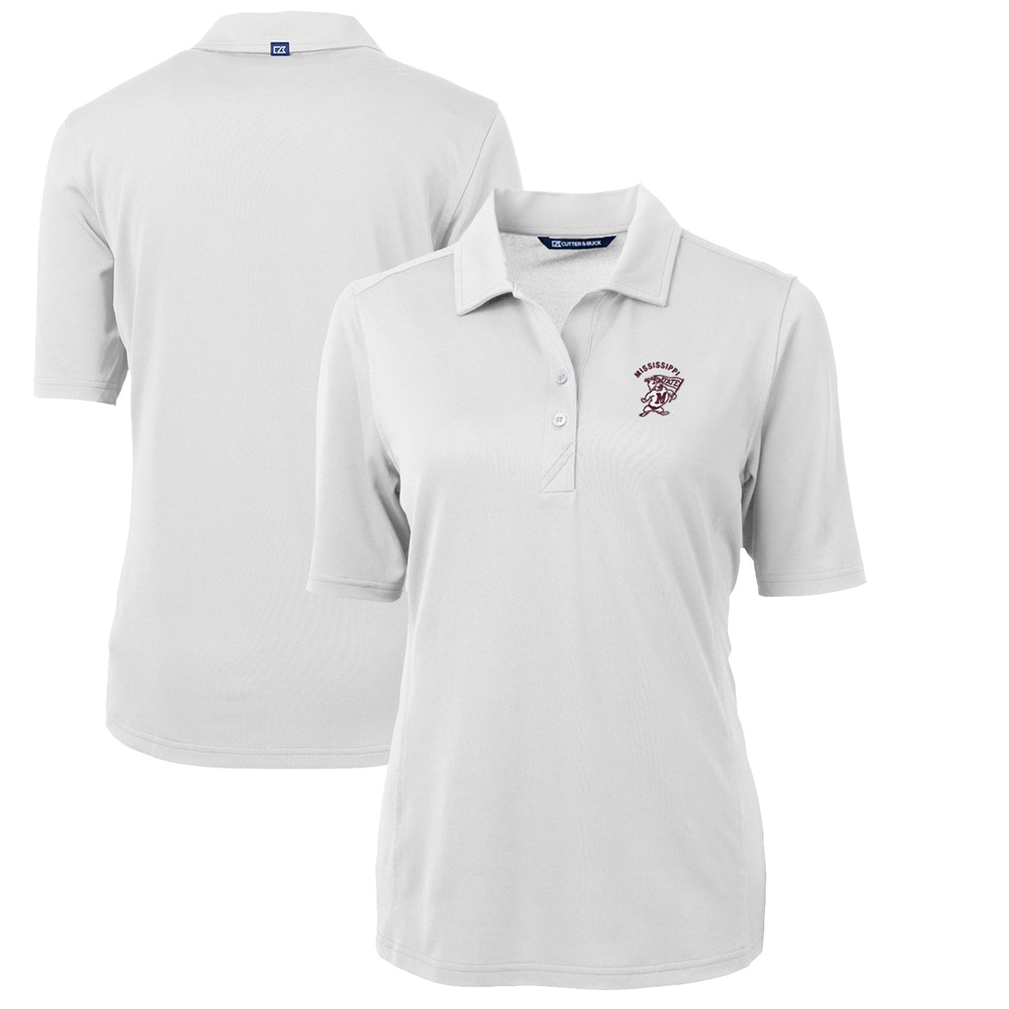Women's Cutter & Buck White Mississippi State Bulldogs Team Virtue Eco Pique Recycled Polo