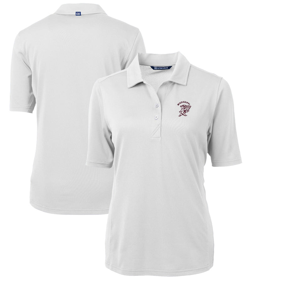 Women's Cutter & Buck White Mississippi State Bulldogs Team Virtue Eco Pique Recycled Polo