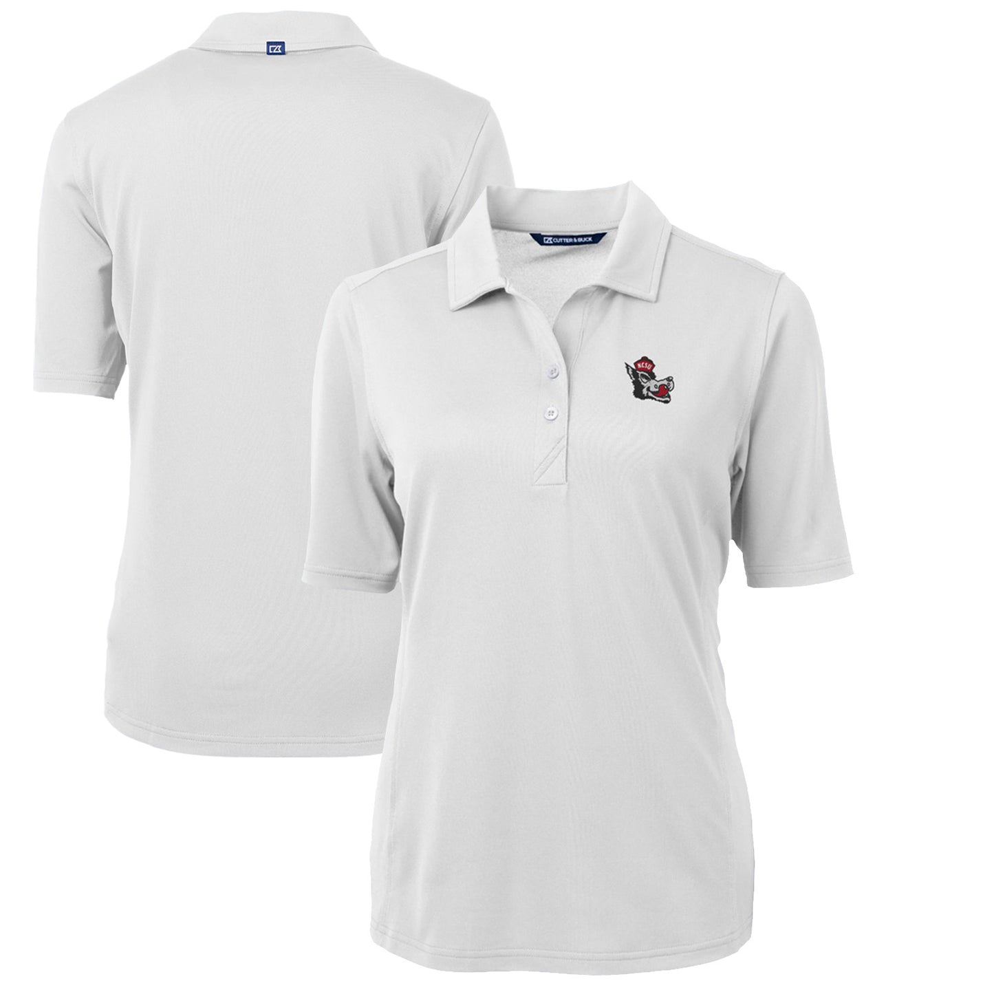 Women's Cutter & Buck White NC State Wolfpack Team Virtue Eco Pique Recycled Polo