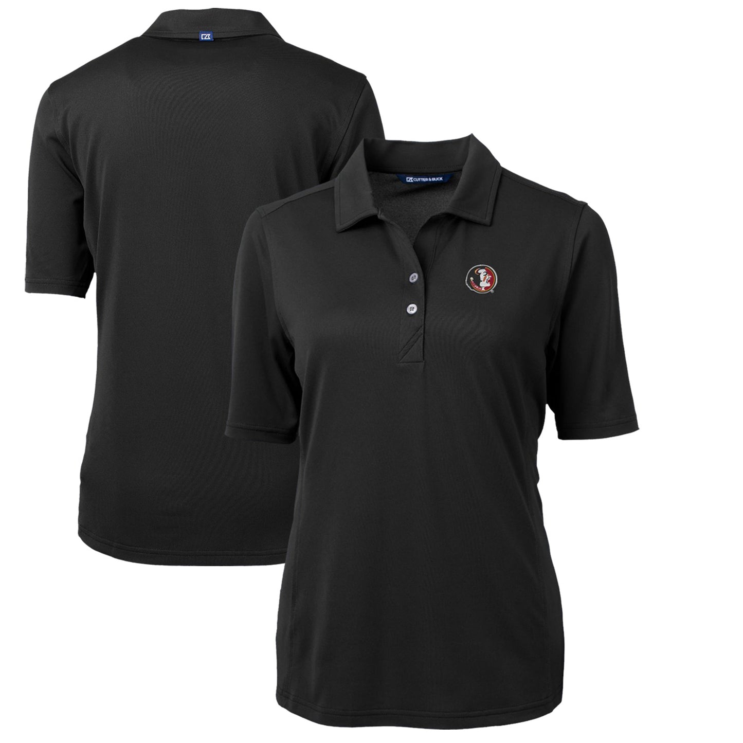 Women's Cutter & Buck Black Florida State Seminoles Team Virtue Eco Pique Recycled Polo