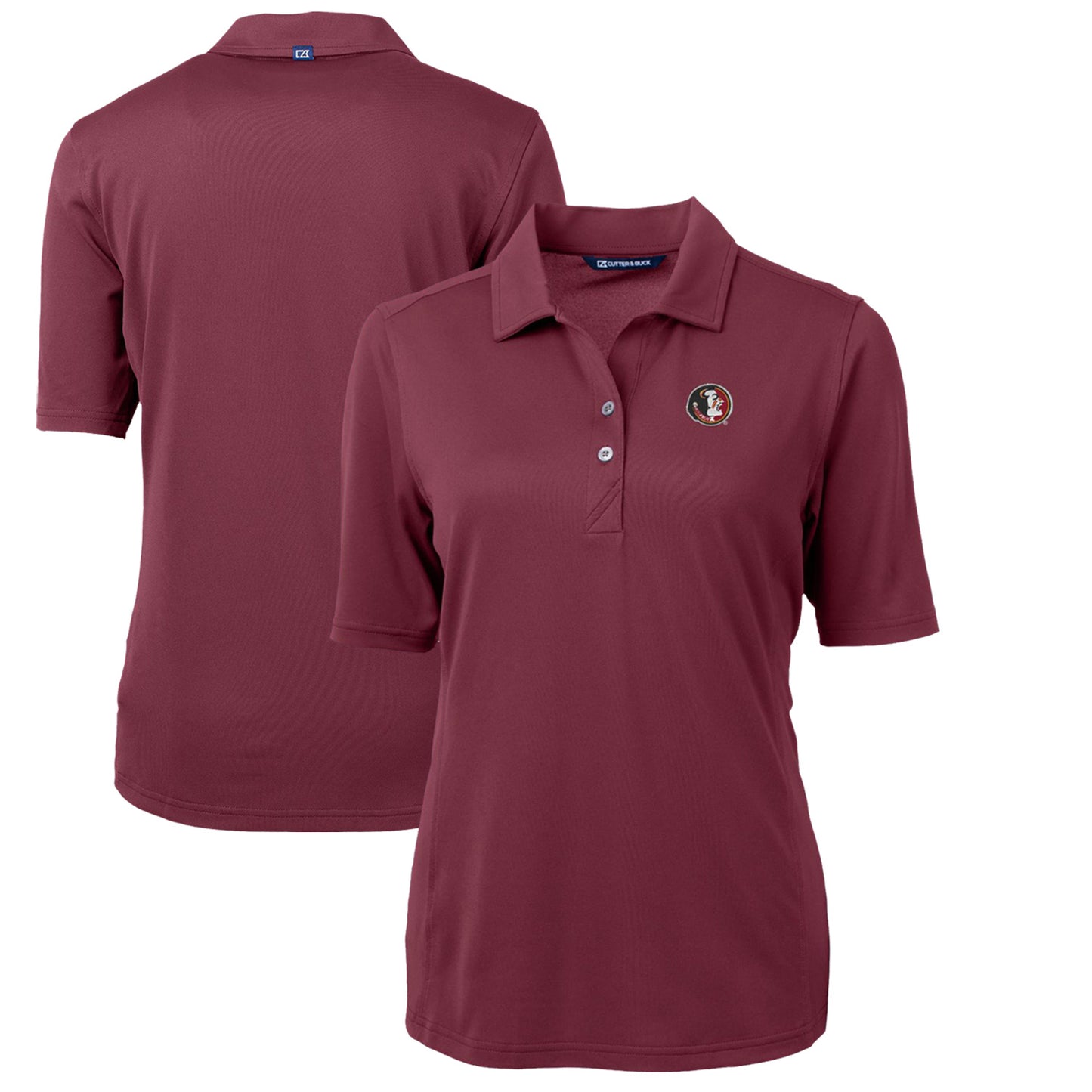 Women's Cutter & Buck Garnet Florida State Seminoles Team Virtue Eco Pique Recycled Polo