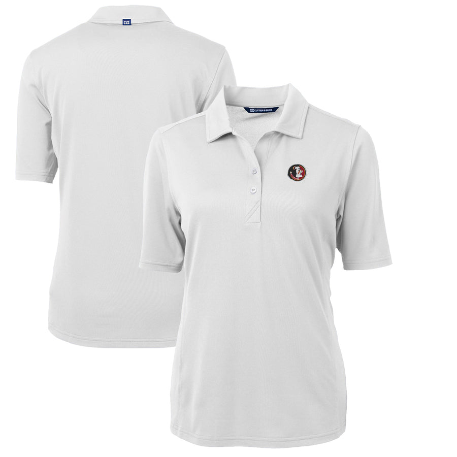 Women's Cutter & Buck White Florida State Seminoles Team Virtue Eco Pique Recycled Polo