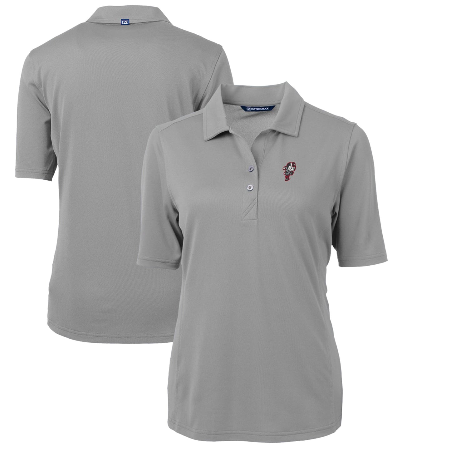 Women's Cutter & Buck Gray Ohio State Buckeyes Team Virtue Eco Pique Recycled Polo