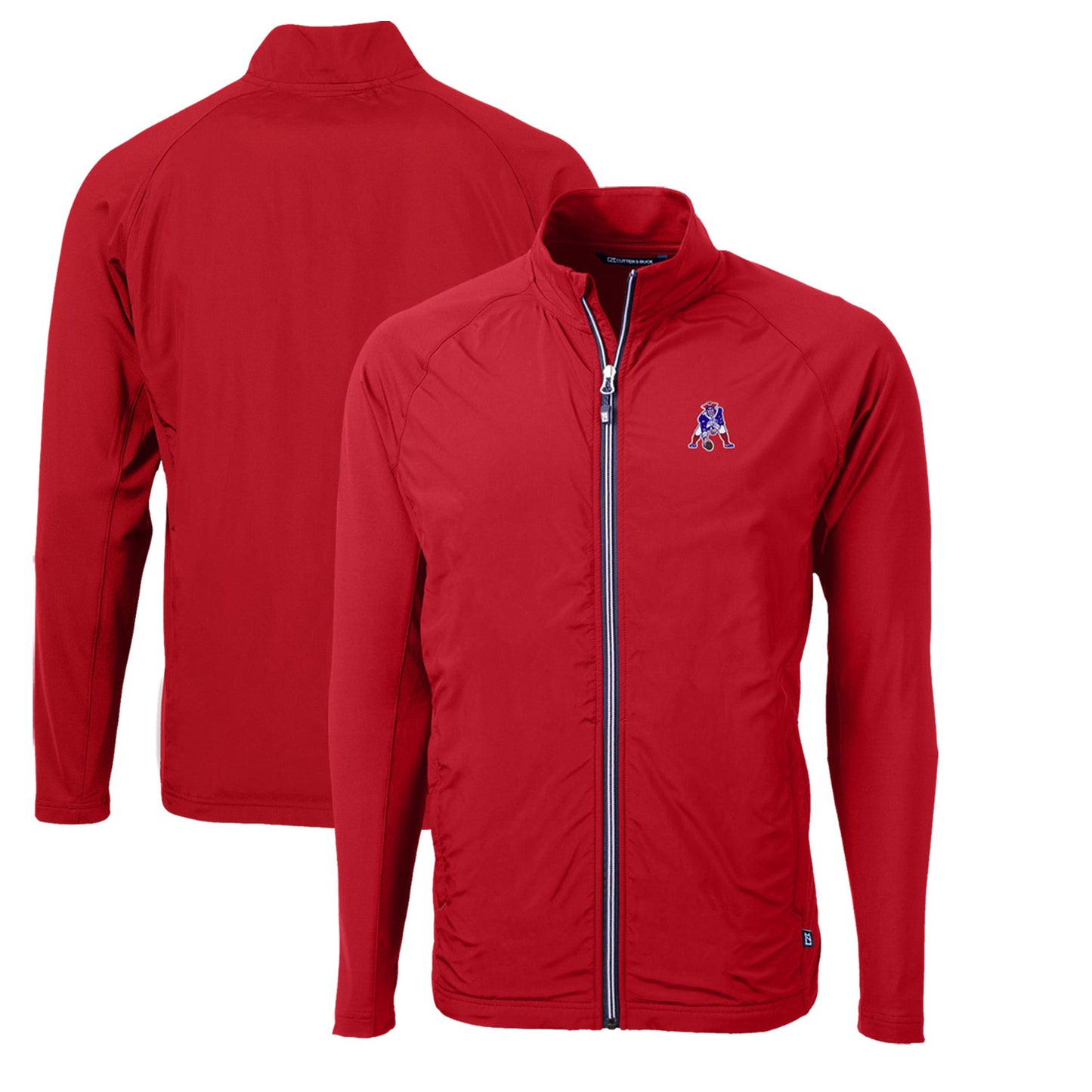 Men's Cutter & Buck Red New England Patriots Adapt Eco Knit Hybrid Recycled Big & Tall Full-Zip Throwback Jacket