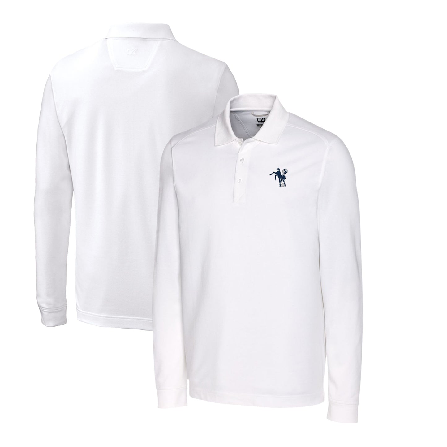 Men's Cutter & Buck White Indianapolis Colts Advantage Tri-Blend Pique Big & Tall Long Sleeve Throwback Polo