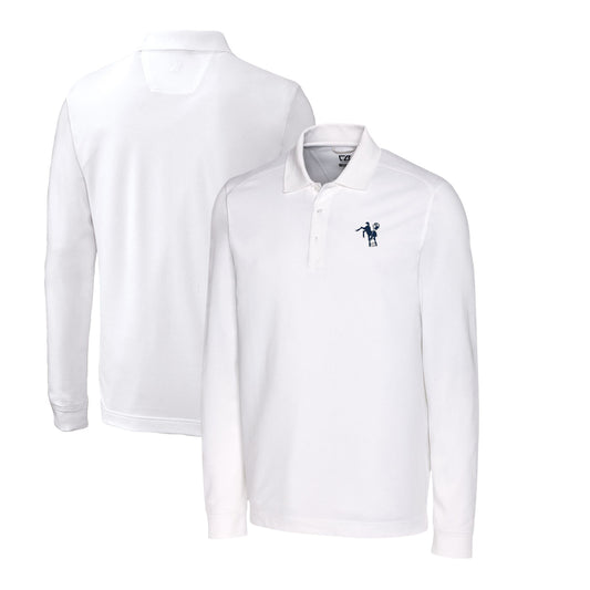 Men's Cutter & Buck White Indianapolis Colts Advantage Tri-Blend Pique Big & Tall Long Sleeve Throwback Polo