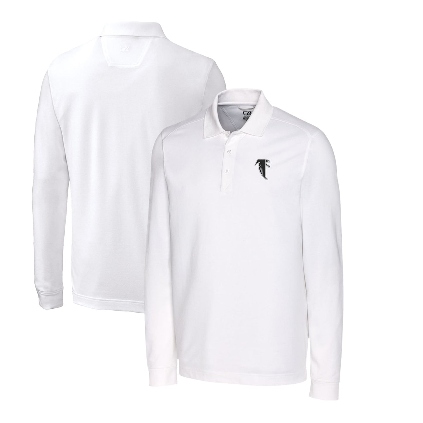 Men's Cutter & Buck White Atlanta Falcons Advantage Tri-Blend Pique Big & Tall Long Sleeve Throwback Polo