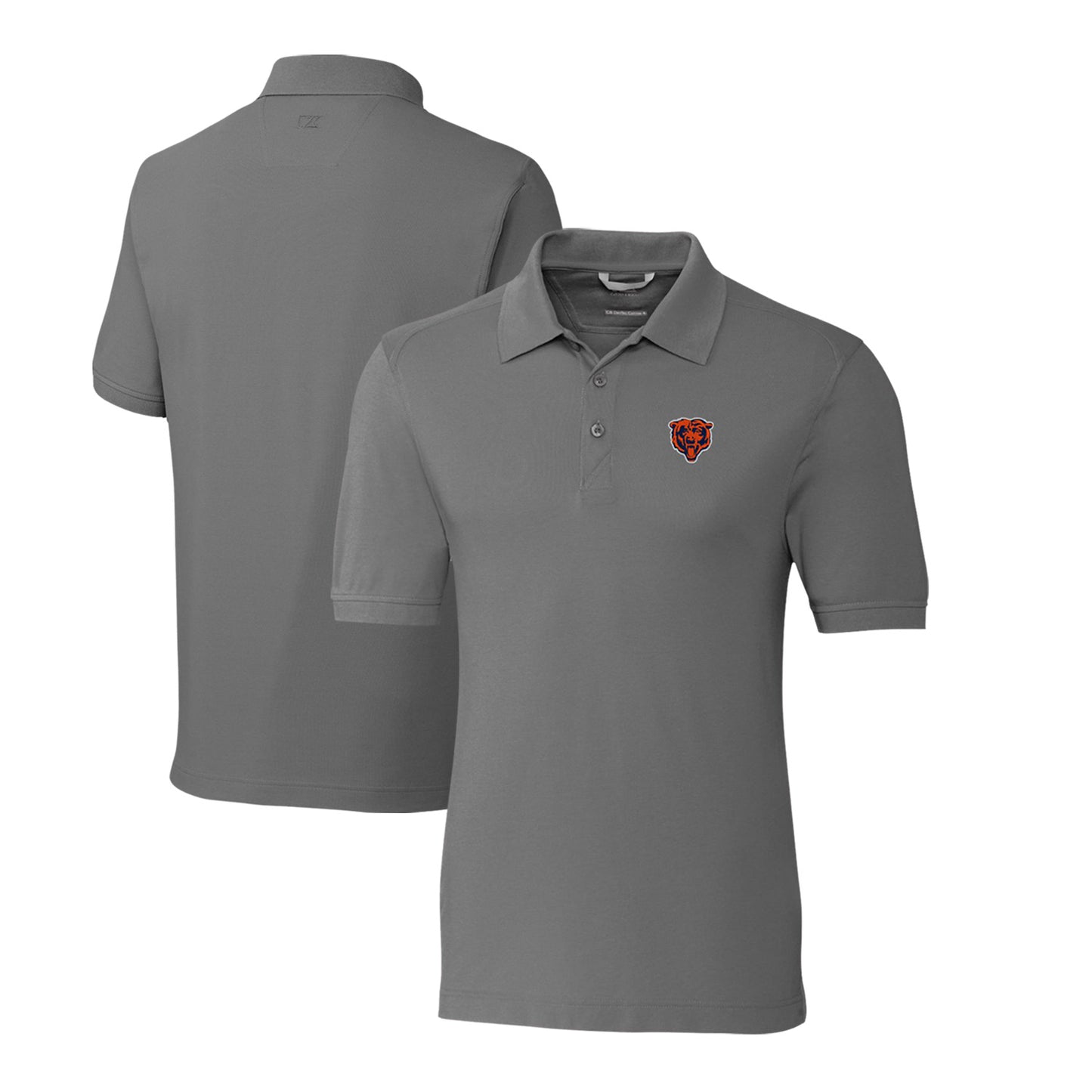 Men's Cutter & Buck Steel Chicago Bears Advantage Tri-Blend Pique Big & Tall Throwback Polo