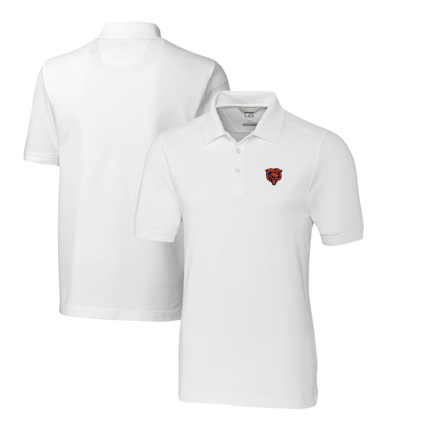 Men's Cutter & Buck White Chicago Bears Advantage Tri-Blend Pique Big & Tall Throwback Polo