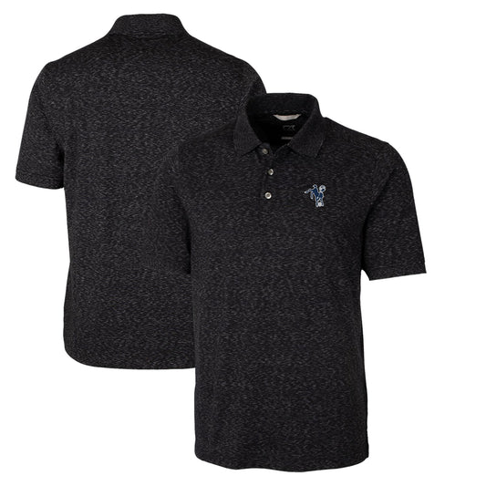 Men's Cutter & Buck Black Indianapolis Colts Advantage Tri-Blend Space Dye Big & Tall Throwback Polo