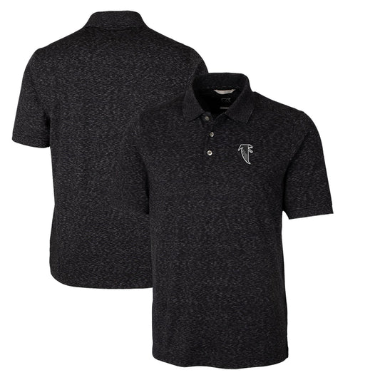 Men's Cutter & Buck Black Atlanta Falcons Advantage Tri-Blend Space Dye Big & Tall Throwback Polo