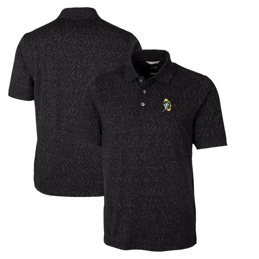 Men's Cutter & Buck Black Green Bay Packers Advantage Tri-Blend Space Dye Big & Tall Throwback Polo