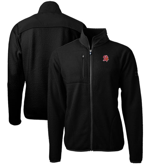 Men's Cutter & Buck Black Tampa Bay Buccaneers Cascade Eco Sherpa Big & Tall Fleece Full-Zip Throwback Jacket