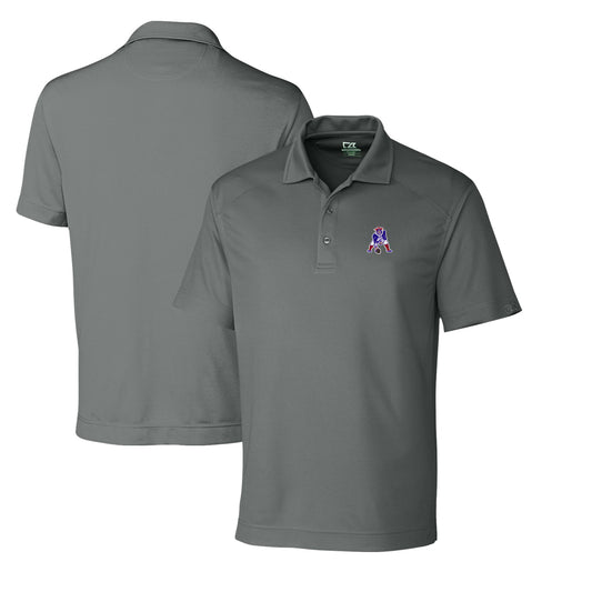 Men's Cutter & Buck Steel New England Patriots Throwback Logo Big & Tall DryTec Genre Textured Solid Polo