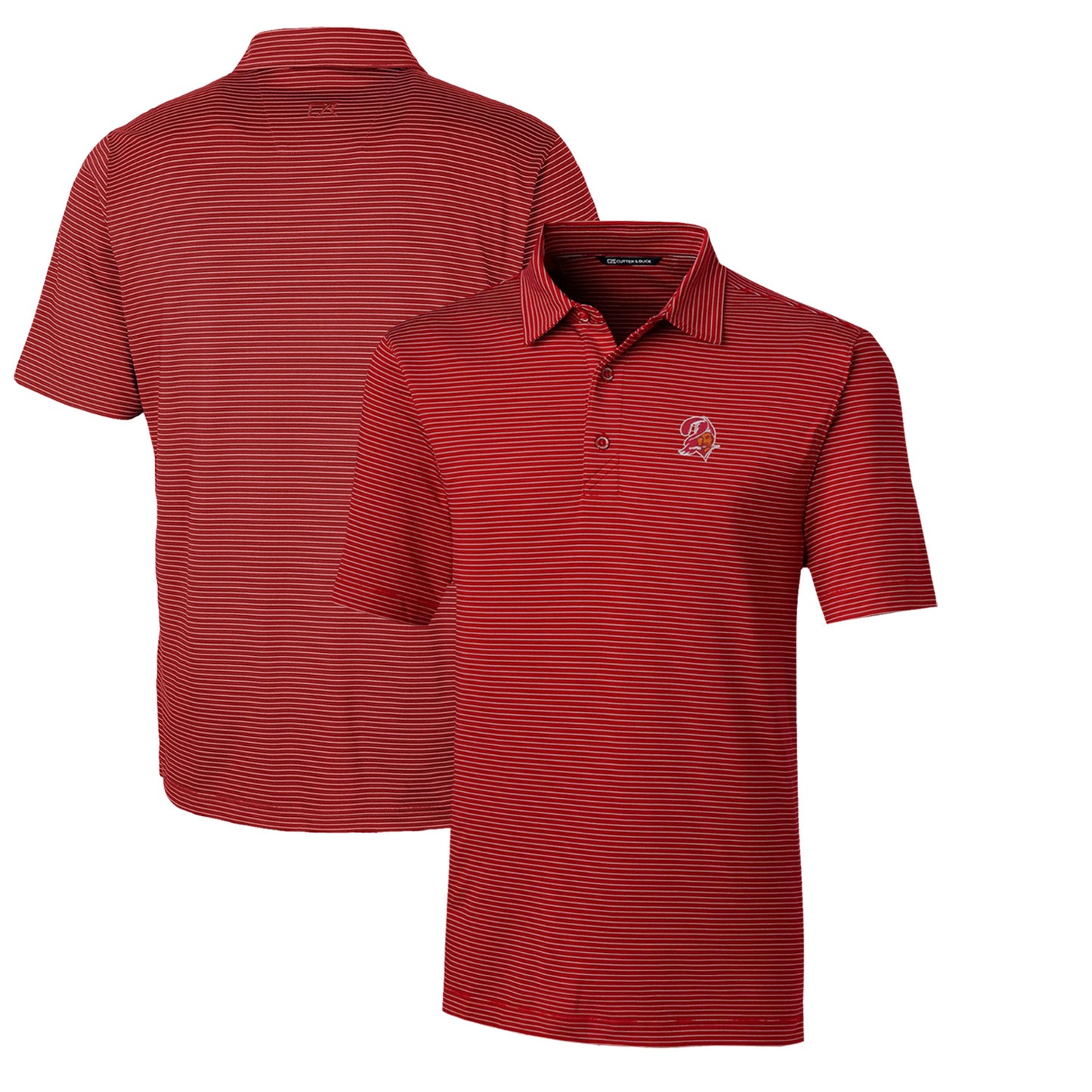 Men's Cutter & Buck Red Tampa Bay Buccaneers Throwback Logo Big & Tall Forge Pencil Stripe Stretch Polo