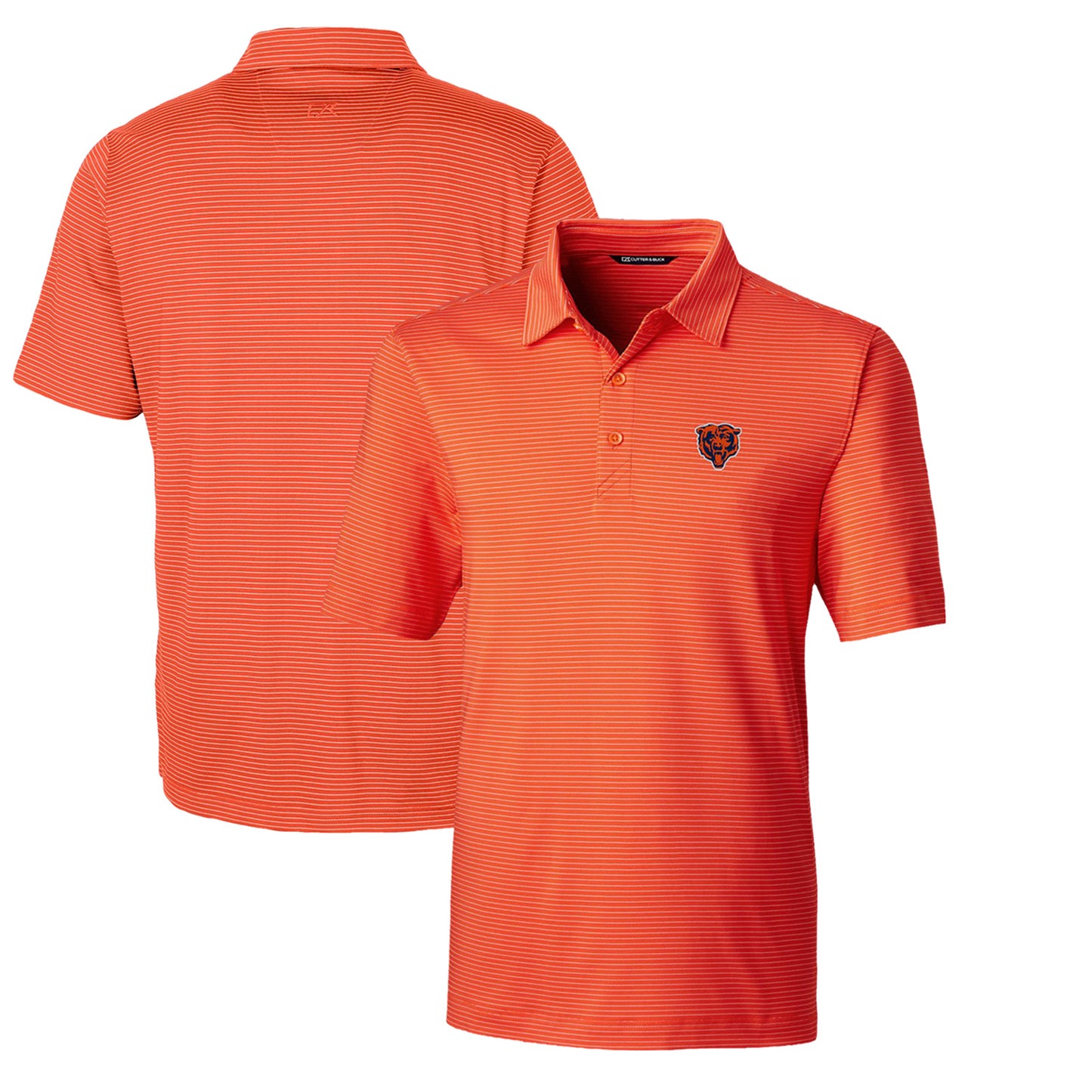 Men's Cutter & Buck Orange Chicago Bears Throwback Logo Big & Tall Forge Pencil Stripe Stretch Polo