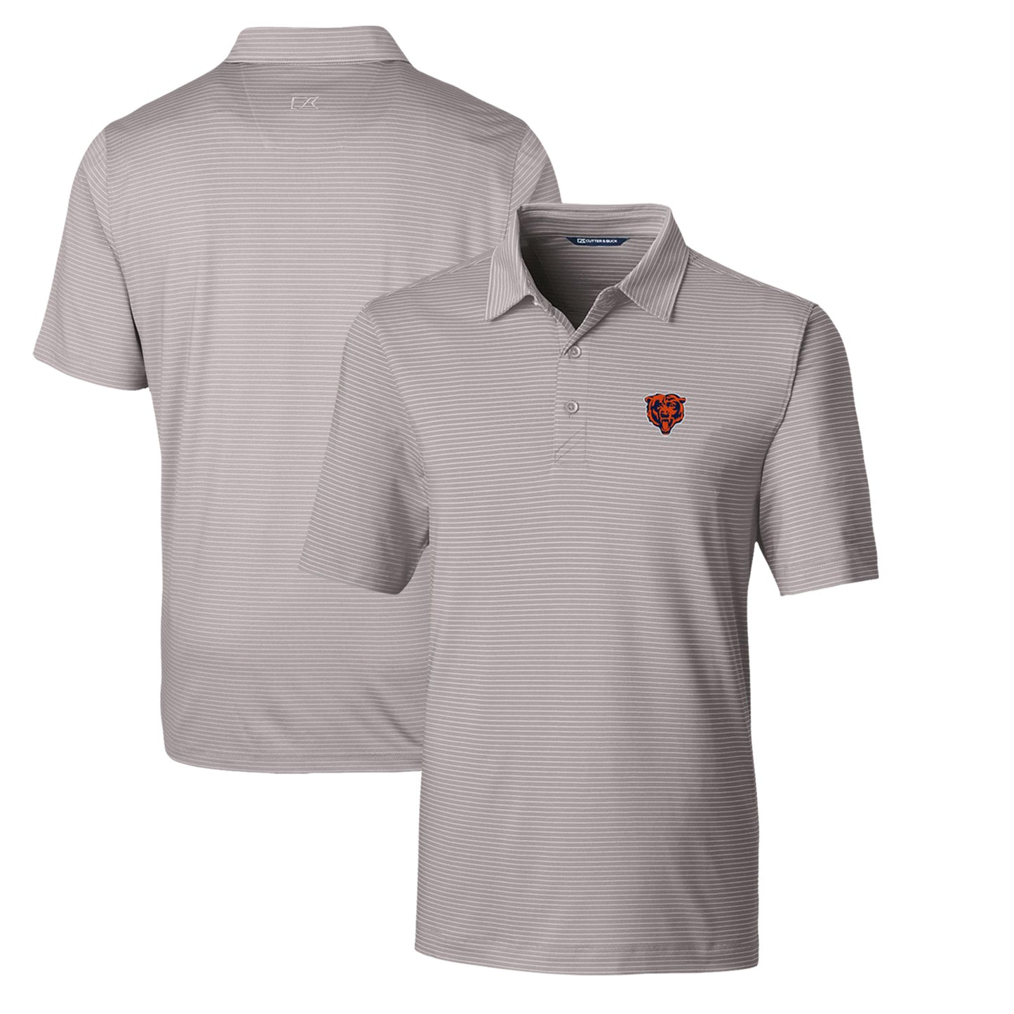 Men's Cutter & Buck Gray Chicago Bears Throwback Logo Big & Tall Forge Pencil Stripe Stretch Polo