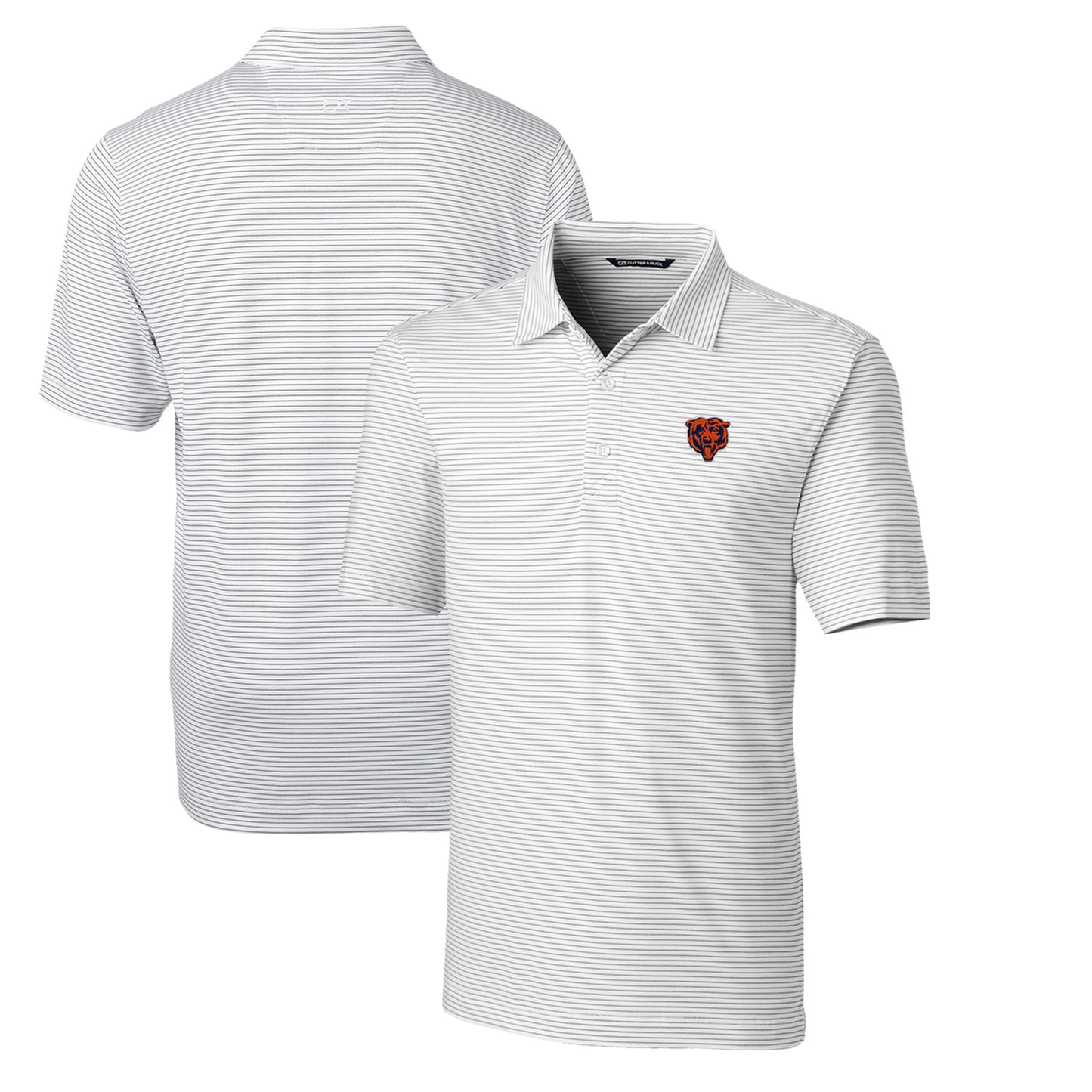 Men's Cutter & Buck White Chicago Bears Throwback Logo Big & Tall Forge Pencil Stripe Stretch Polo