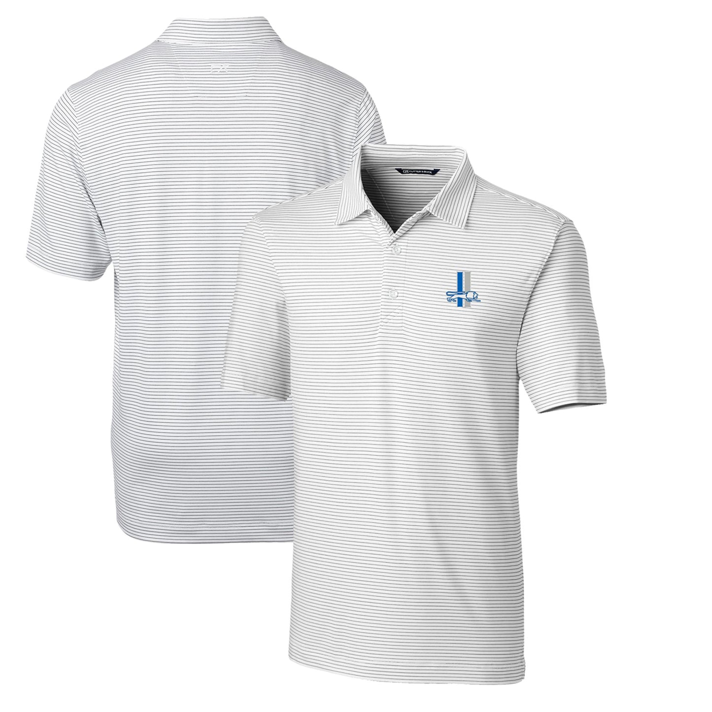 Men's Cutter & Buck White Detroit Lions Throwback Logo Big & Tall Forge Pencil Stripe Stretch Polo