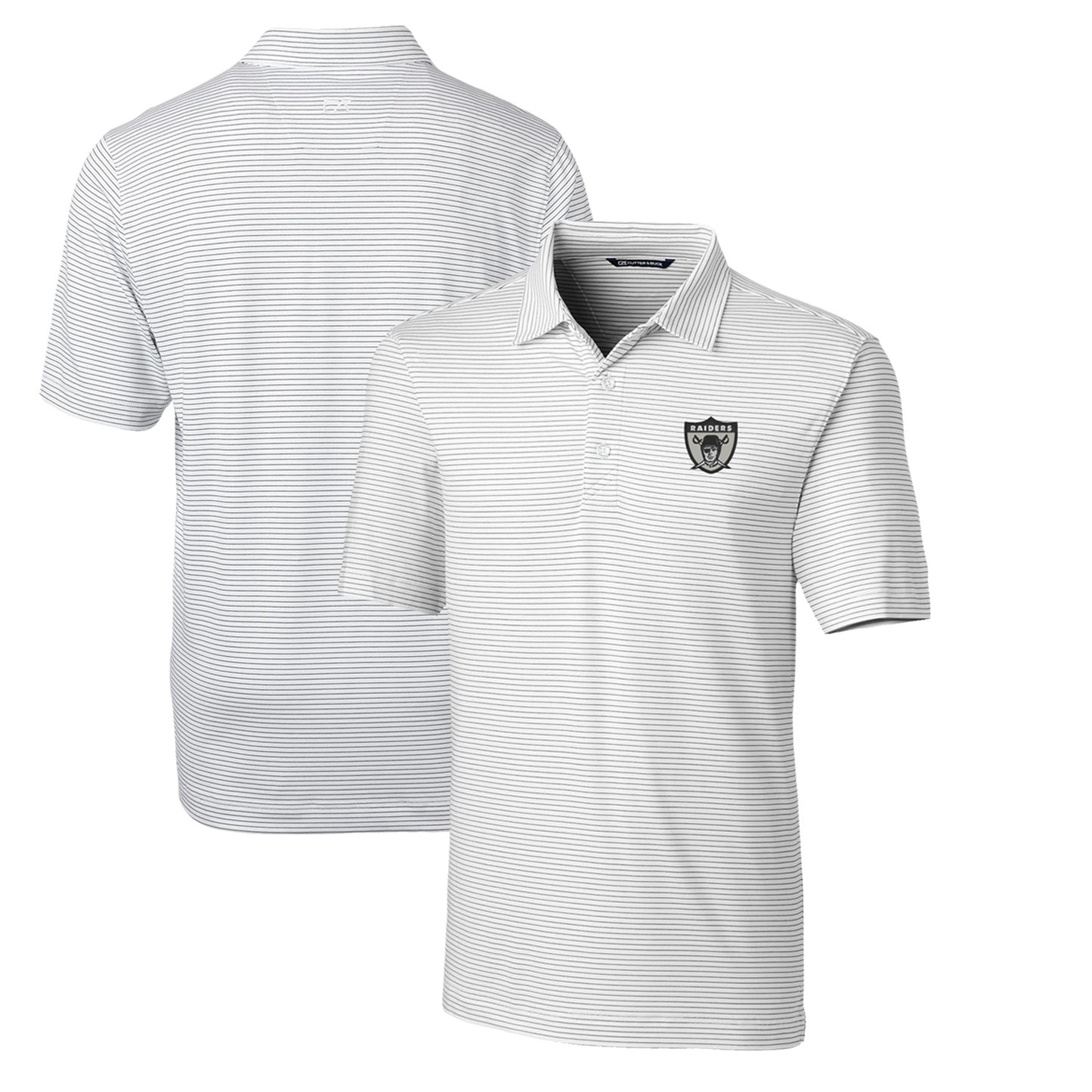 Men's Cutter & Buck White Las Vegas Raiders Throwback Logo Big & Tall Forge Pencil Stripe Stretch Polo