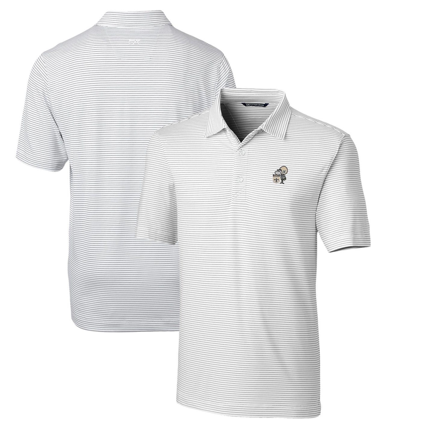 Men's Cutter & Buck White New Orleans Saints Throwback Logo Big & Tall Forge Pencil Stripe Stretch Polo