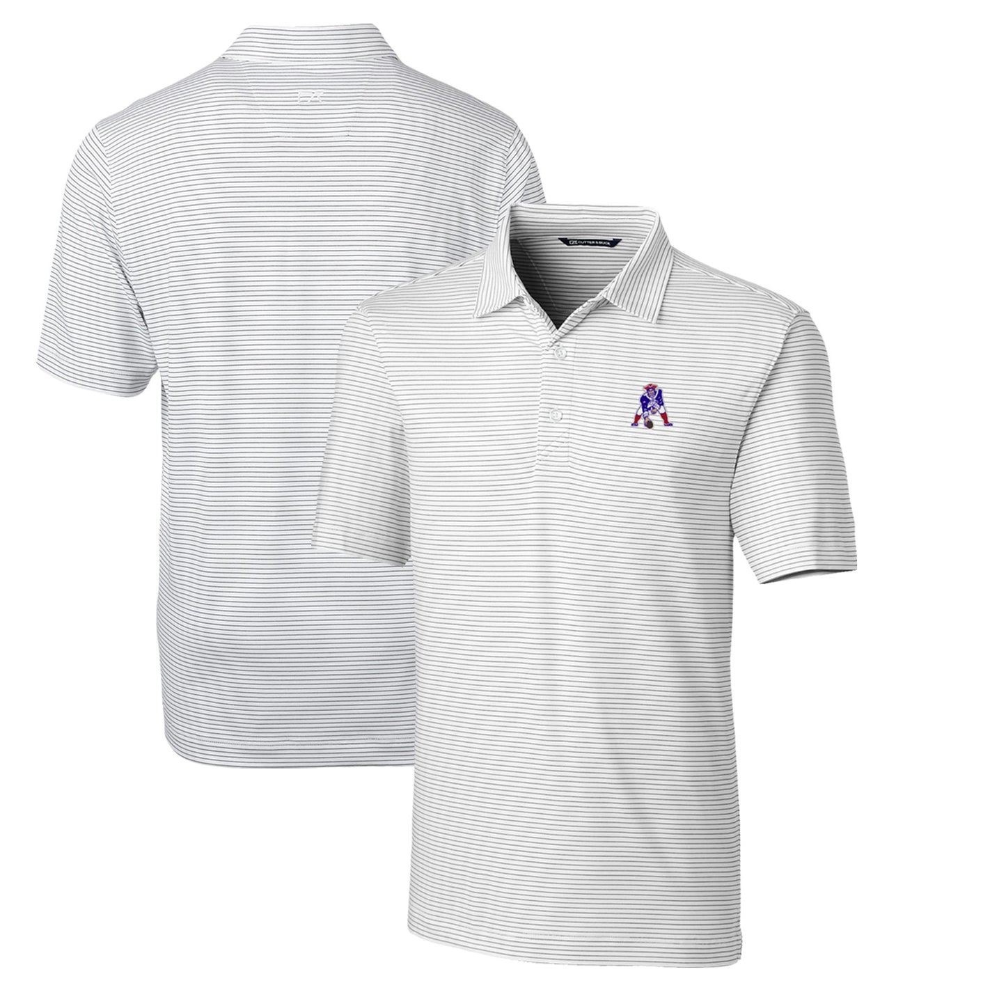 Men's Cutter & Buck White New England Patriots Throwback Logo Big & Tall Forge Pencil Stripe Stretch Polo