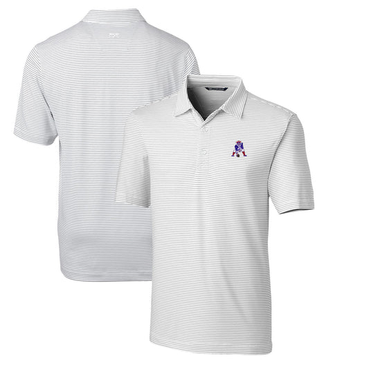 Men's Cutter & Buck White New England Patriots Throwback Logo Big & Tall Forge Pencil Stripe Stretch Polo