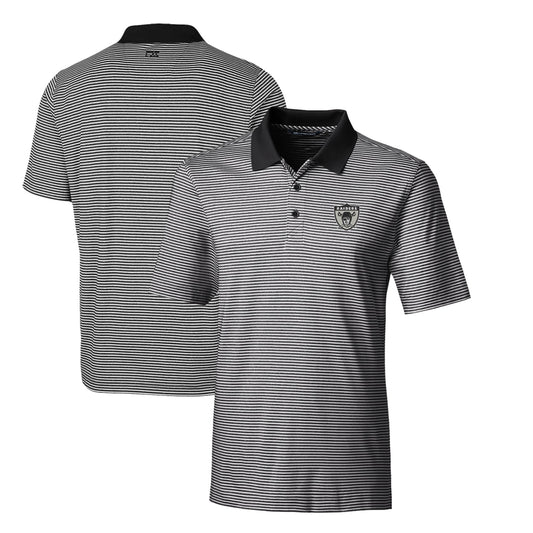 Men's Cutter & Buck Black Las Vegas Raiders Throwback Logo Big & Tall Forge Tonal Stripe Stretch Polo