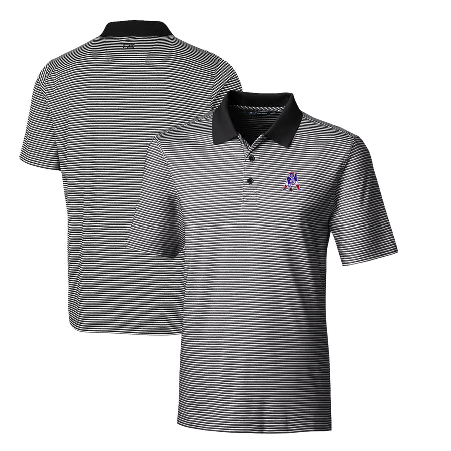 Men's Cutter & Buck Black New England Patriots Throwback Logo Big & Tall Forge Tonal Stripe Stretch Polo