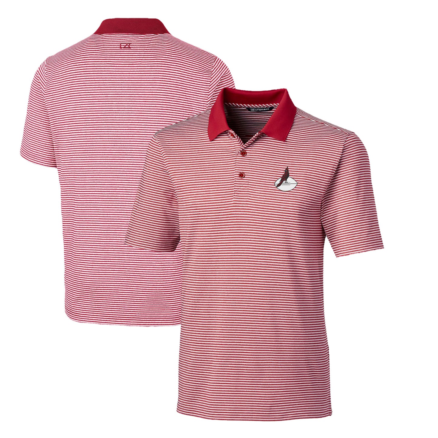 Men's Cutter & Buck Cardinal Arizona Cardinals Throwback Logo Big & Tall Forge Tonal Stripe Stretch Polo