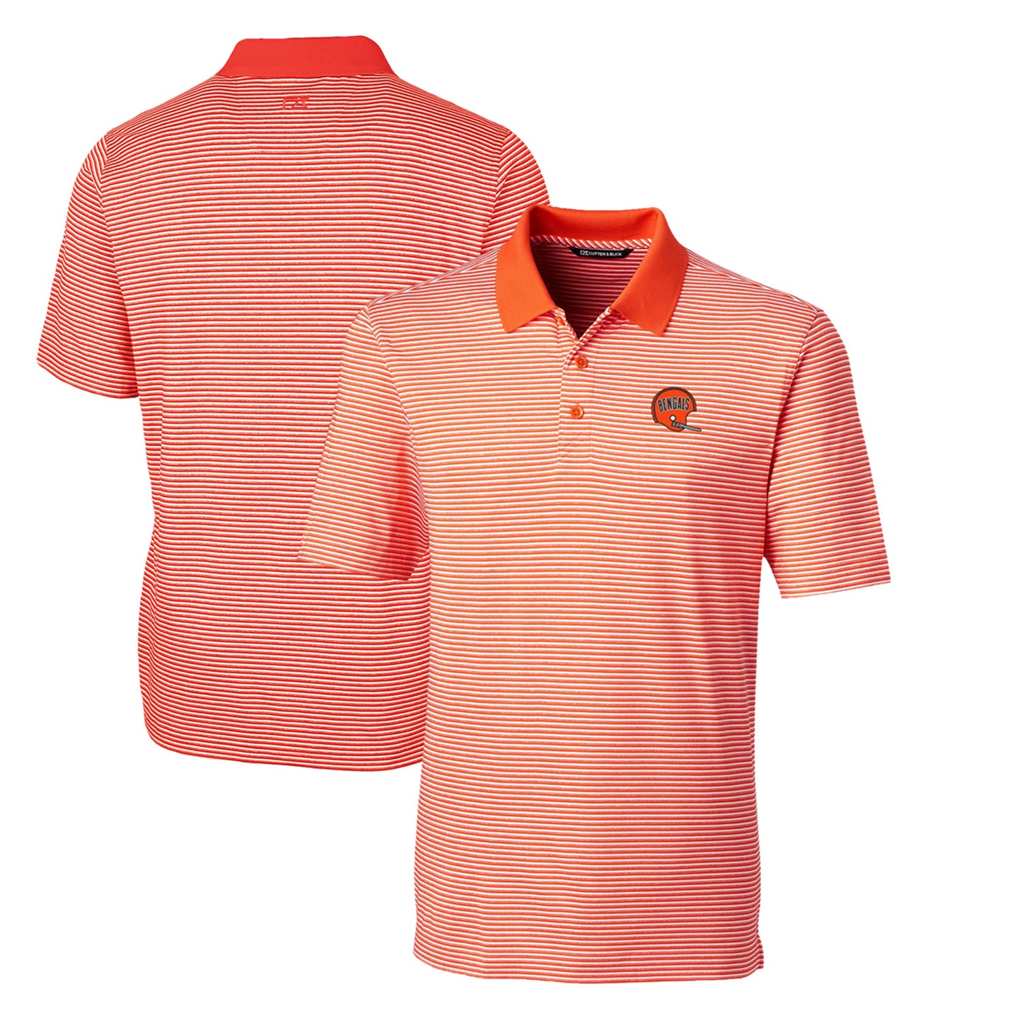 Men's Cutter & Buck Orange Cincinnati Bengals Throwback Logo Big & Tall Forge Tonal Stripe Stretch Polo