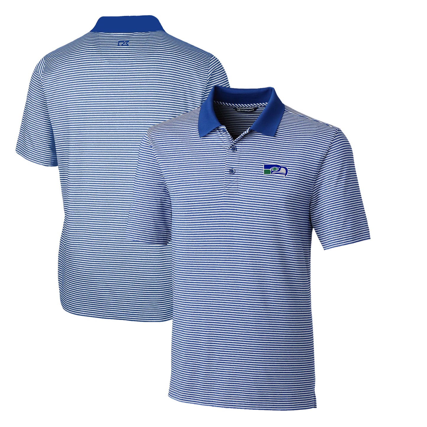 Men's Cutter & Buck Royal Seattle Seahawks Throwback Logo Big & Tall Forge Tonal Stripe Stretch Polo