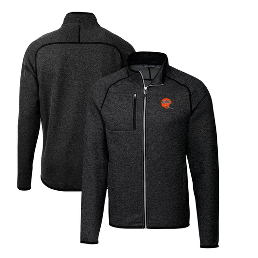 Men's Cutter & Buck Heather Charcoal Cincinnati Bengals Throwback Logo Mainsail Sweater-Knit Big & Tall Full-Zip Pullover Jacket