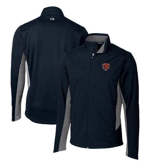 Men's Cutter & Buck Navy Chicago Bears Throwback Logo Navigate Softshell Big & Tall Full-Zip Jacket