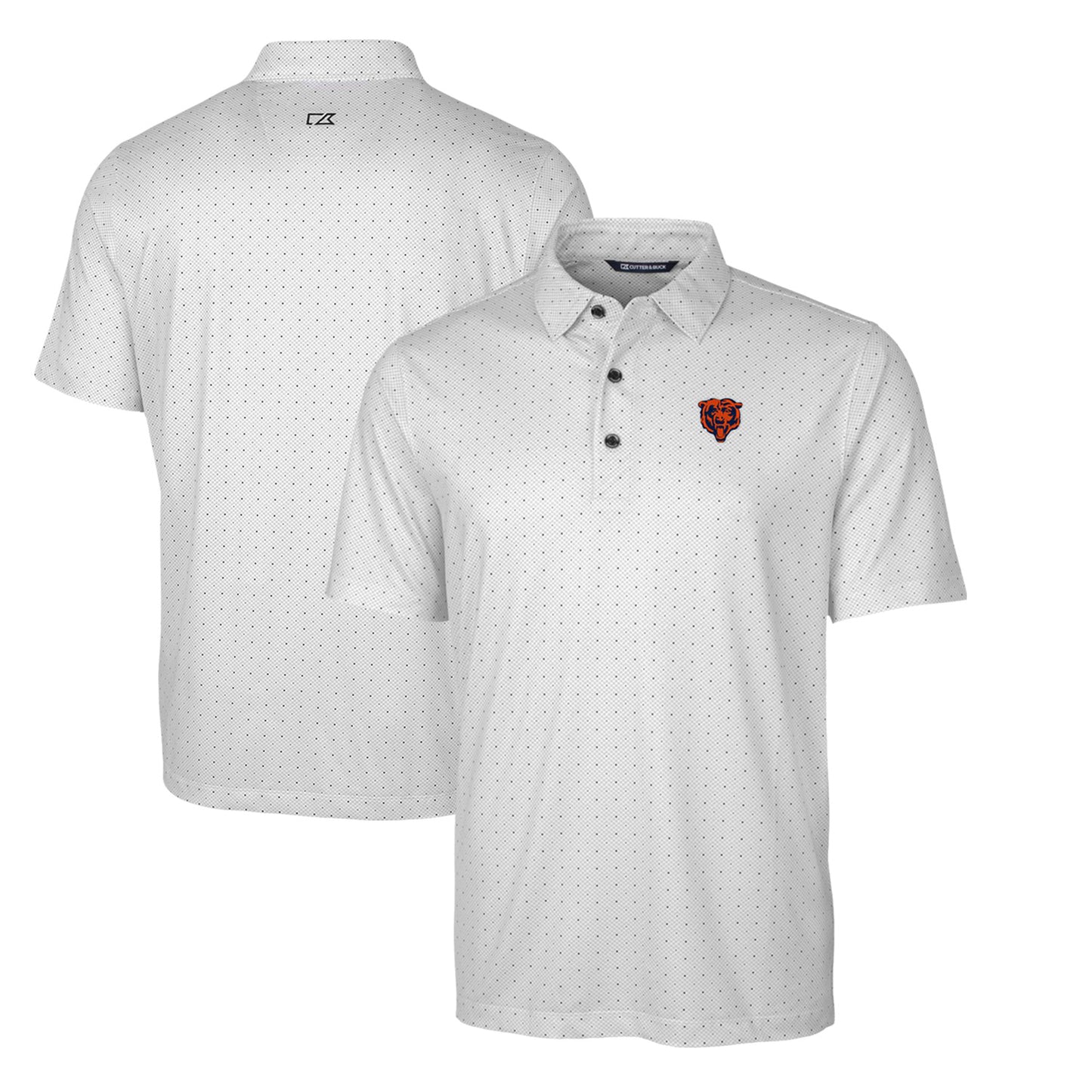 Men's Cutter & Buck Charcoal Chicago Bears Throwback Logo Big & Tall Pike Double Dot Print Stretch Polo