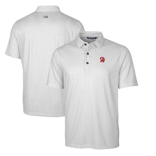 Men's Cutter & Buck Charcoal Tampa Bay Buccaneers Throwback Logo Big & Tall Pike Double Dot Print Stretch Polo